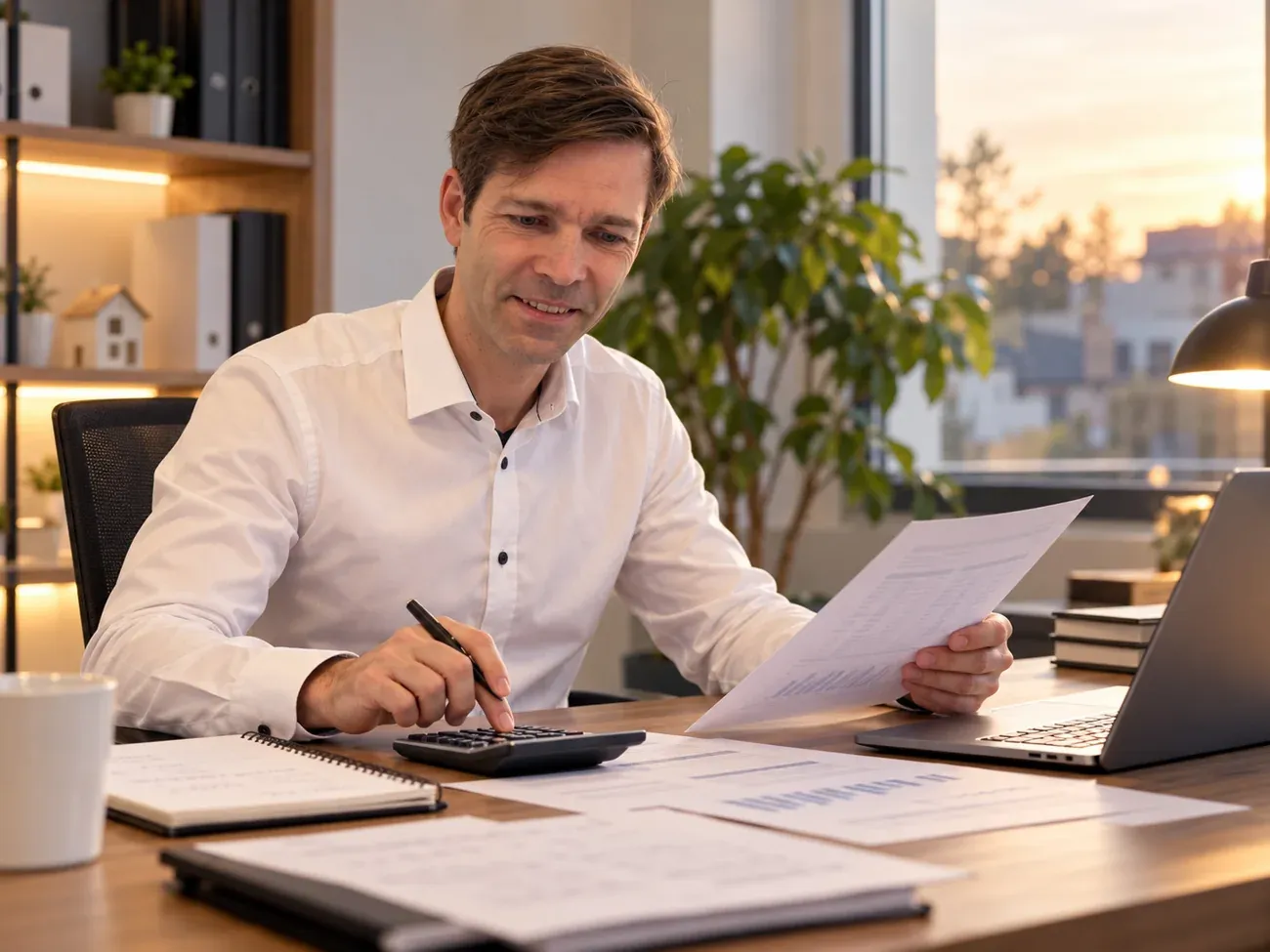 Jens Laskowski bei der Vorbereitung einer Baufinanzierungsberatung